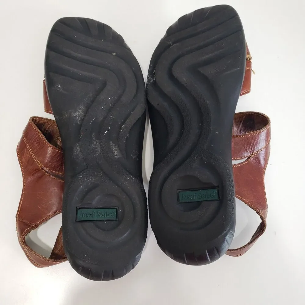 Josef Seibel Brown Leather Sandals, Size 10